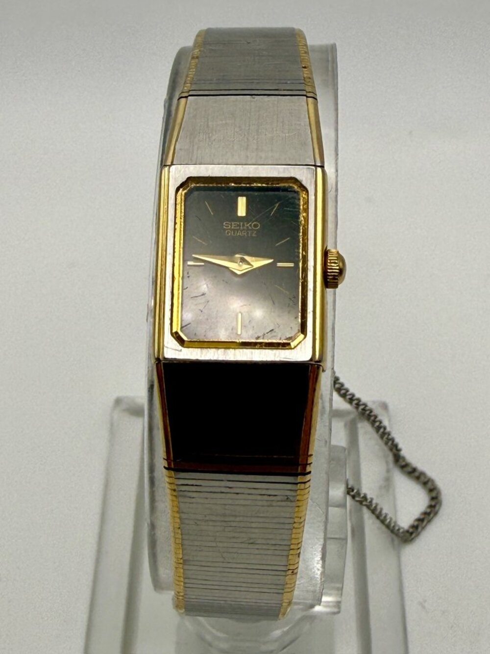 Vintage 90’s Seiko Ladies Watch Petite Rectangular Silver Black Working